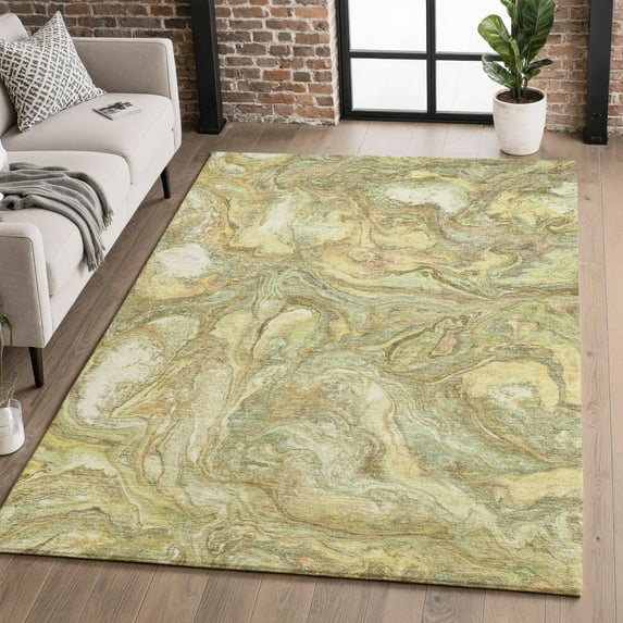Addison Rugs Mayfield Premium Machine Washable Transitional Abstract Gold Rectangle Rug, 10' x 14'