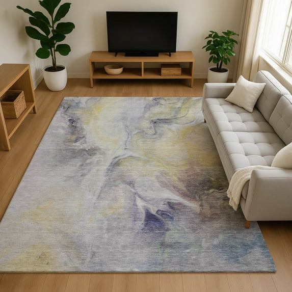 Addison Rugs Mayfield Premium Machine Washable Transitional Abstract Gold Rectangle Rug, 5' x 7'6"