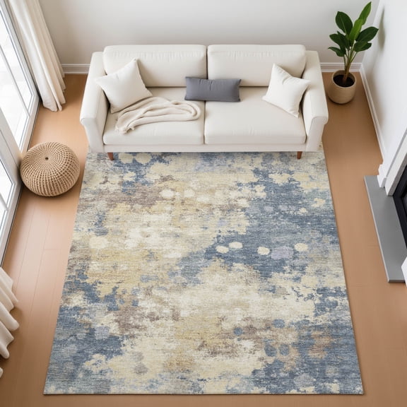 Addison Rugs Mayfield Premium Machine Washable Transitional Abstract Gold Rectangle Rug, 5' x 7'6"