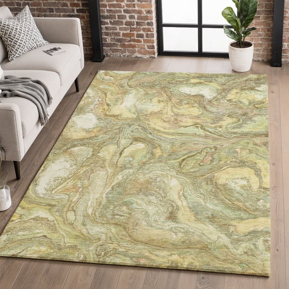 Addison Rugs Mayfield Premium Machine Washable Transitional Abstract Gold Rectangle Rug, 9' x 12'
