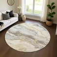 thumbnail image 1 of Addison Rugs Mayfield Premium Machine Washable Transitional Abstract Gold Round Rug, 8' x 8', 1 of 6