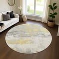 thumbnail image 1 of Addison Rugs Mayfield Premium Machine Washable Transitional Abstract Gold Round Rug, 8' x 8', 1 of 6