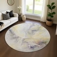 thumbnail image 1 of Addison Rugs Mayfield Premium Machine Washable Transitional Abstract Gold Round Rug, 8' x 8', 1 of 6