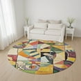 thumbnail image 1 of Addison Rugs Mayfield Premium Machine Washable Transitional Abstract Gold Round Rug, 8' x 8', 1 of 6