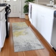 thumbnail image 1 of Addison Rugs Mayfield Premium Machine Washable Transitional Abstract Gold Runner Rug, 2'3" X 7'6" Machine Washable Transitional Abstract Gold Oversized Sherpa Throw Blanket, 1 of 6