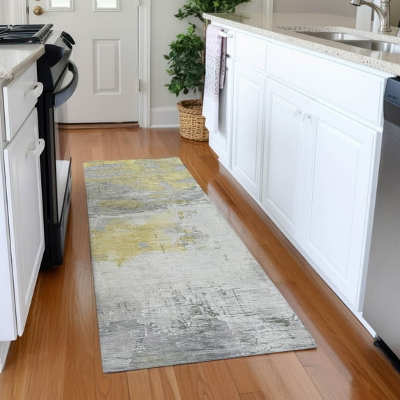 Addison Rugs Mayfield Premium Machine Washable Transitional Abstract Gold Runner Rug, 2'3" X 7'6" Machine Washable Transitional Abstract Gold Oversized Sherpa Throw Blanket