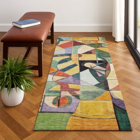 Addison Rugs Mayfield Premium Machine Washable Transitional Abstract Gold Runner Rug, 2'3" x 7'6"