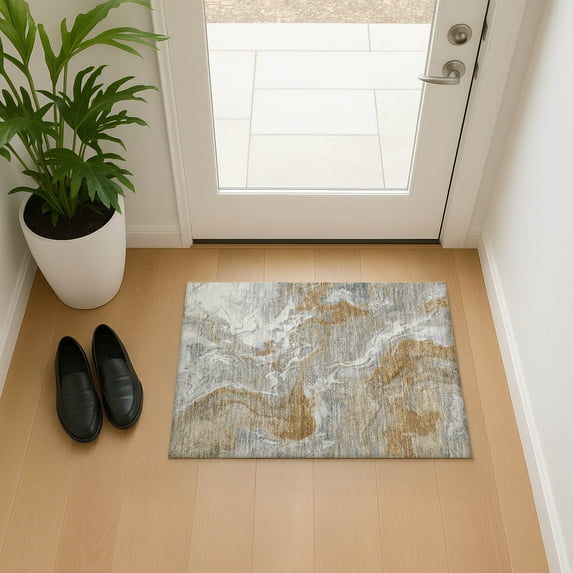 Addison Rugs Mayfield Premium Machine Washable Transitional Abstract Graphite Rectangle Rug, 1'8" x 2'6"