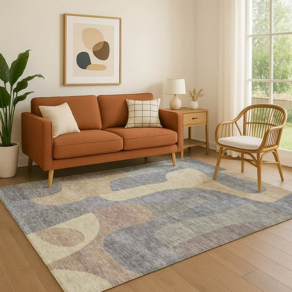 Addison Rugs Mayfield Premium Machine Washable Transitional Abstract Gray Rectangle Rug, 10' x 14'