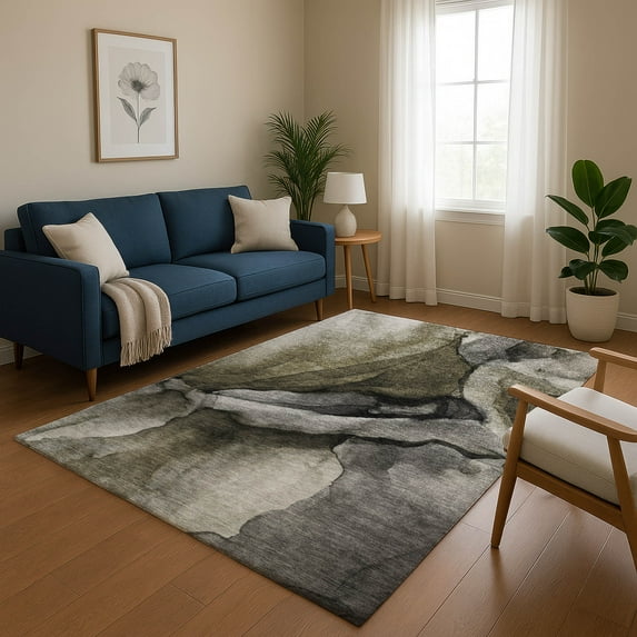 Addison Rugs Mayfield Premium Machine Washable Transitional Abstract Gray Rectangle Rug, 5' x 7'6"