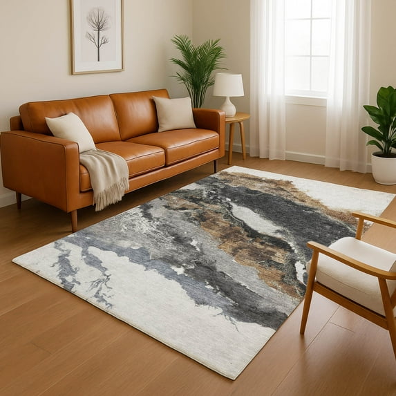 Addison Rugs Mayfield Premium Machine Washable Transitional Abstract Gray Rectangle Rug, 8' x 10'