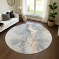 thumbnail image 1 of Addison Rugs Mayfield Premium Machine Washable Transitional Abstract Gray Round Rug, 8' X 8' Machine Washable Transitional Abstract Gray Oversized Sherpa Throw Blanket, 1 of 6