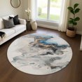 thumbnail image 1 of Addison Rugs Mayfield Premium Machine Washable Transitional Abstract Gray Round Rug, 8' x 8', 1 of 6