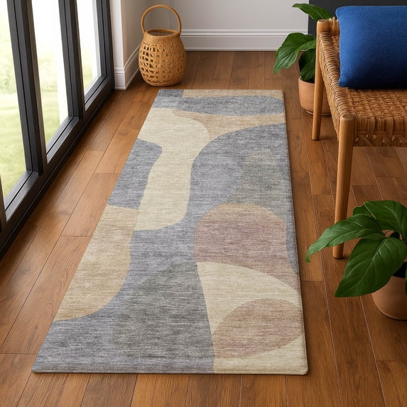 Addison Rugs Mayfield Premium Machine Washable Transitional Abstract Gray Runner Rug, 2'3" x 7'6"