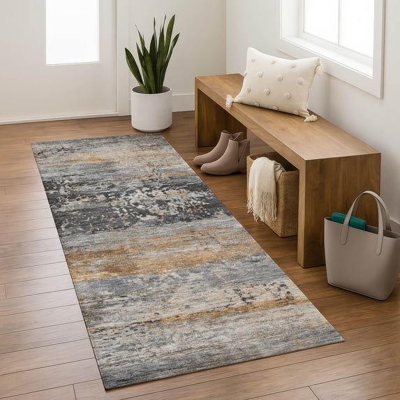 Addison Rugs Mayfield Premium Machine Washable Transitional Abstract Gray Runner Rug, 2'3" x 7'6"