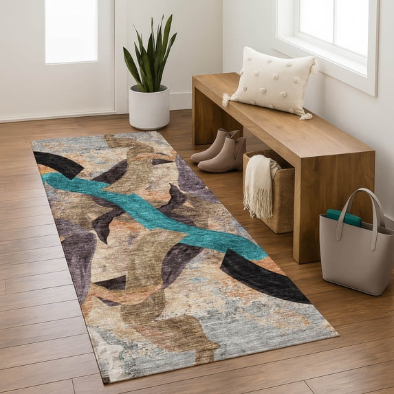 Addison Rugs Mayfield Premium Machine Washable Transitional Abstract Gray Runner Rug, 2'3" x 7'6"