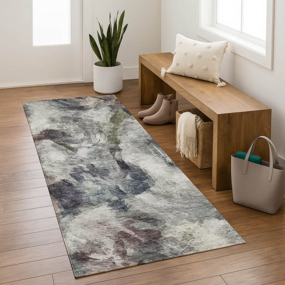 Addison Rugs Mayfield Premium Machine Washable Transitional Abstract Gray Runner Rug, 2'3" x 7'6"
