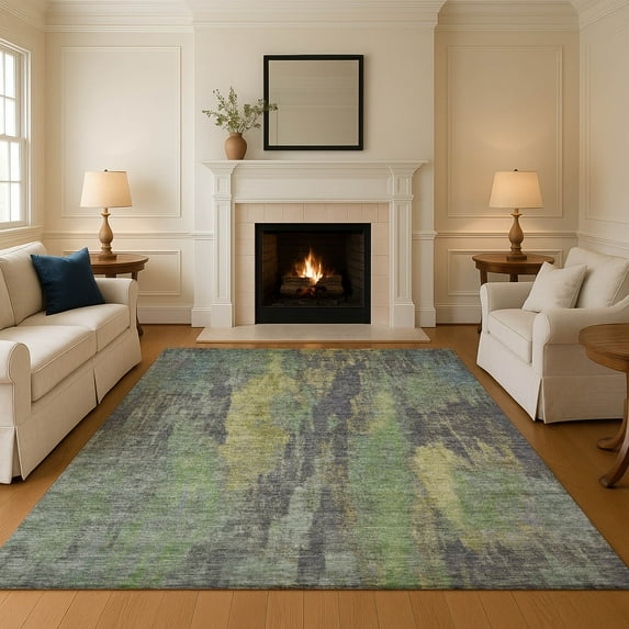 Addison Rugs Mayfield Premium Machine Washable Transitional Abstract Green Rectangle Rug, 2'6" x 3'10"