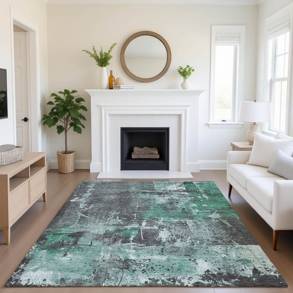 Addison Rugs Mayfield Premium Machine Washable Transitional Abstract Green Rectangle Rug, 2'6" x 3'10"