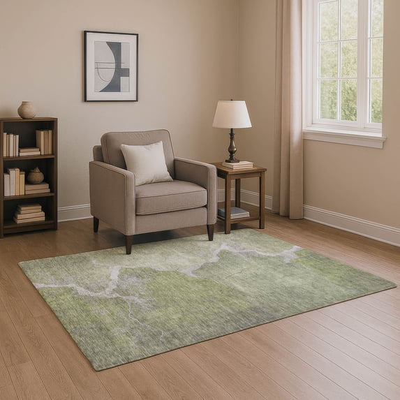 Addison Rugs Mayfield Premium Machine Washable Transitional Abstract Green Rectangle Rug, 2'6" x 3'10"