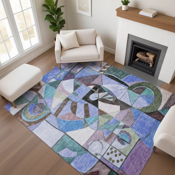 Addison Rugs Mayfield Premium Machine Washable Transitional Abstract Green Rectangle Rug, 2'6" x 3'10"