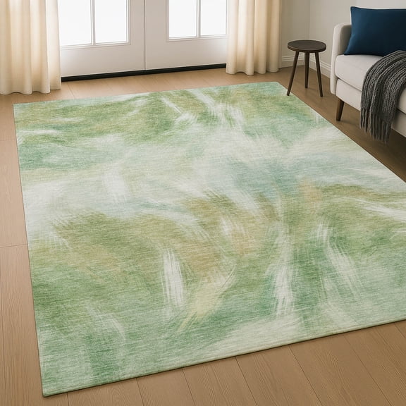 Addison Rugs Mayfield Premium Machine Washable Transitional Abstract Green Rectangle Rug, 3' x 5'