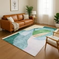 thumbnail image 1 of Addison Rugs Mayfield Premium Machine Washable Transitional Abstract Green Rectangle Rug, 5' X 7'6" Machine Washable Transitional Abstract Green Oversized Sherpa Throw Blanket, 1 of 6