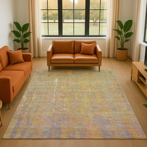 Addison Rugs Mayfield Premium Machine Washable Transitional Abstract Green Rectangle Rug, 5' x 7'6"