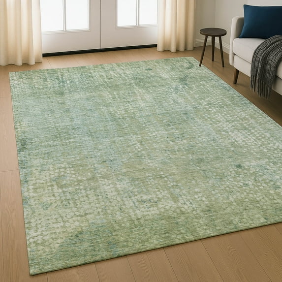 Addison Rugs Mayfield Premium Machine Washable Transitional Abstract Green Rectangle Rug, 9' x 12'