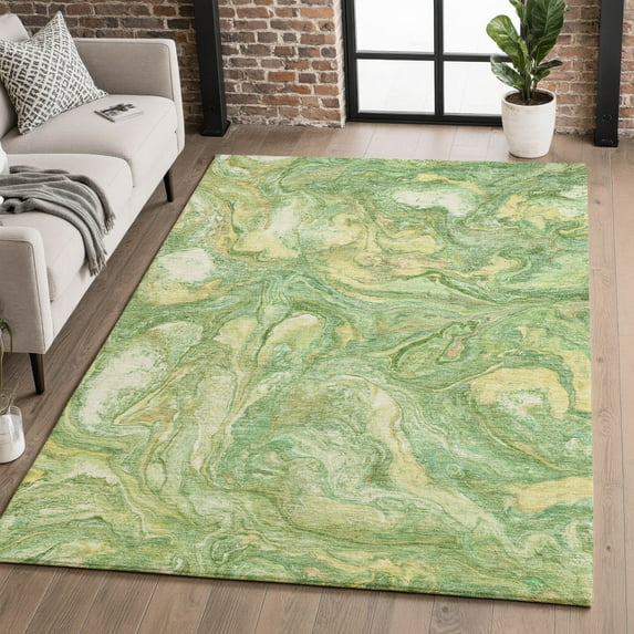 Addison Rugs Mayfield Premium Machine Washable Transitional Abstract Green Rectangle Rug, 9' x 12'