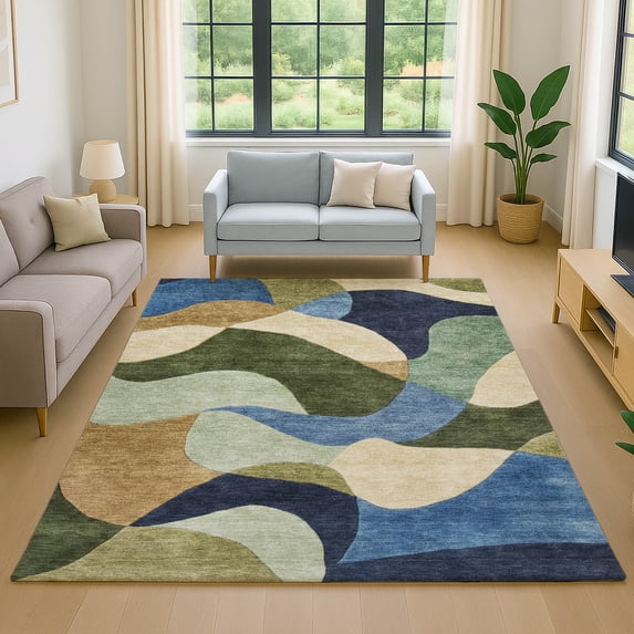 Addison Rugs Mayfield Premium Machine Washable Transitional Abstract Green Rectangle Rug, 9' x 12'