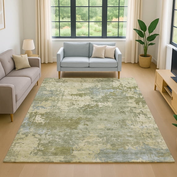 Addison Rugs Mayfield Premium Machine Washable Transitional Abstract Green Rectangle Rug, 9' x 12'