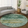 thumbnail image 1 of Addison Rugs Mayfield Premium Machine Washable Transitional Abstract Green Round Rug, 8' x 8', 1 of 6