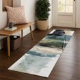 thumbnail image 1 of Addison Rugs Mayfield Premium Machine Washable Transitional Abstract Green Runner Rug, 2'3" X 7'6" Machine Washable Transitional Abstract Green Oversized Sherpa Throw Blanket, 1 of 6