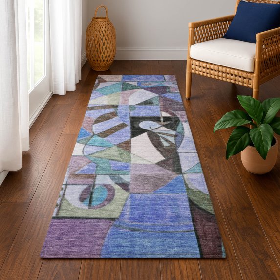 Addison Rugs Mayfield Premium Machine Washable Transitional Abstract Green Runner Rug, 2'3" x 7'6"
