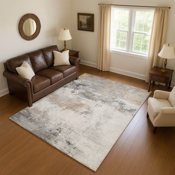 Addison Rugs Mayfield Premium Machine Washable Transitional Abstract Ivory Rectangle Rug, 2'6" x 3'10"