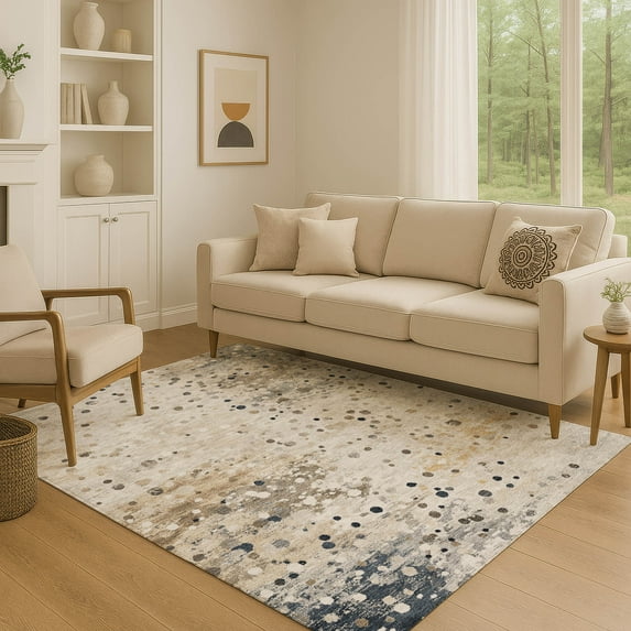 Addison Rugs Mayfield Premium Machine Washable Transitional Abstract Ivory Rectangle Rug, 3' x 5'