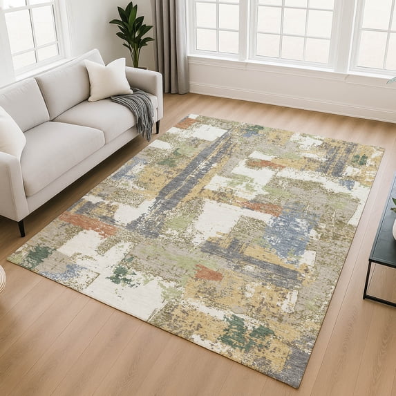 Addison Rugs Mayfield Premium Machine Washable Transitional Abstract Ivory Rectangle Rug, 8' x 10'