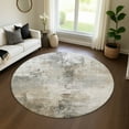 thumbnail image 1 of Addison Rugs Mayfield Premium Machine Washable Transitional Abstract Ivory Round Rug, 8' X 8' Machine Washable Transitional Abstract Ivory Oversized Sherpa Throw Blanket, 1 of 6