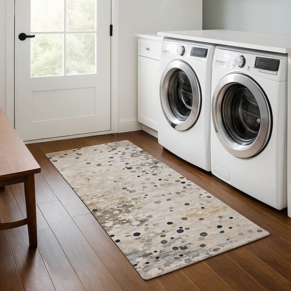 Addison Rugs Mayfield Premium Machine Washable Transitional Abstract Ivory Runner Rug, 2'3" x 7'6"
