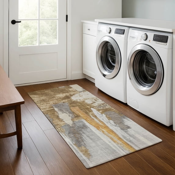 Addison Rugs Mayfield Premium Machine Washable Transitional Abstract Ivory Runner Rug, 2'3" x 7'6"