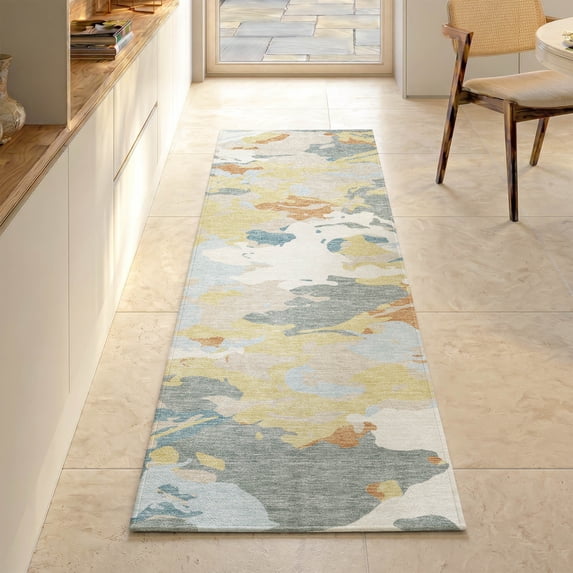Addison Rugs Mayfield Premium Machine Washable Transitional Abstract Ivory Runner Rug, 2'3" x 7'6"