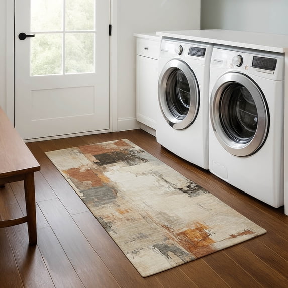 Addison Rugs Mayfield Premium Machine Washable Transitional Abstract Ivory Runner Rug, 2'3" x 7'6"