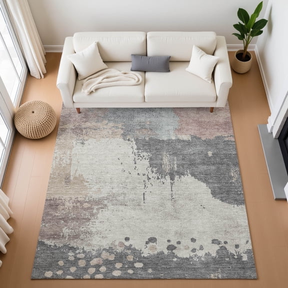 Addison Rugs Mayfield Premium Machine Washable Transitional Abstract Khaki Rectangle Rug, 2'6" x 3'10"