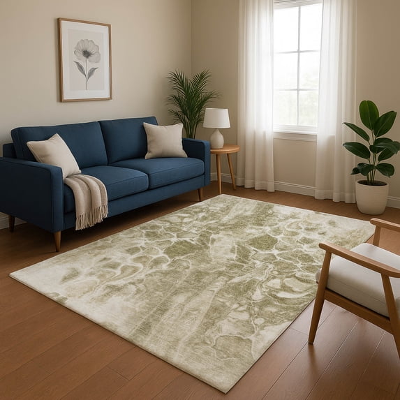 Addison Rugs Mayfield Premium Machine Washable Transitional Abstract Khaki Rectangle Rug, 5' x 7'6"