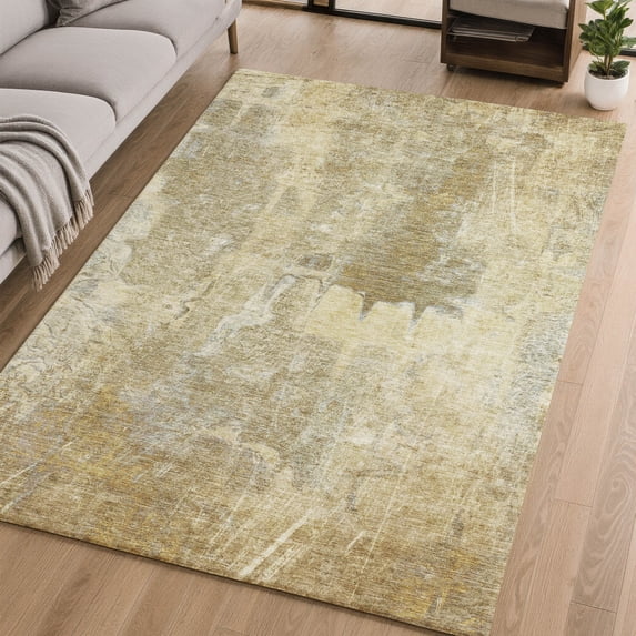 Addison Rugs Mayfield Premium Machine Washable Transitional Abstract Khaki Rectangle Rug, 5' x 7'6"