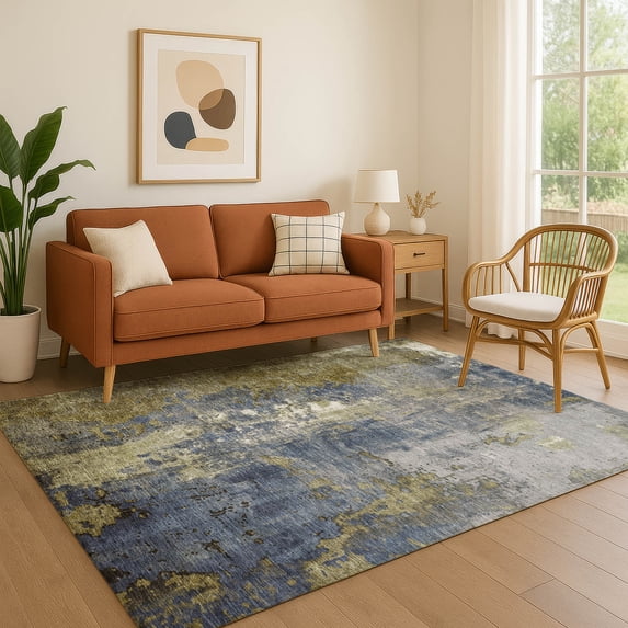 Addison Rugs Mayfield Premium Machine Washable Transitional Abstract Khaki Rectangle Rug, 5' x 7'6"