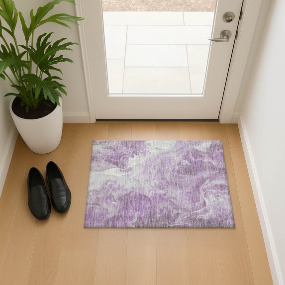 Addison Rugs Mayfield Premium Machine Washable Transitional Abstract Lavender Rectangle Rug, 1'8" x 2'6"
