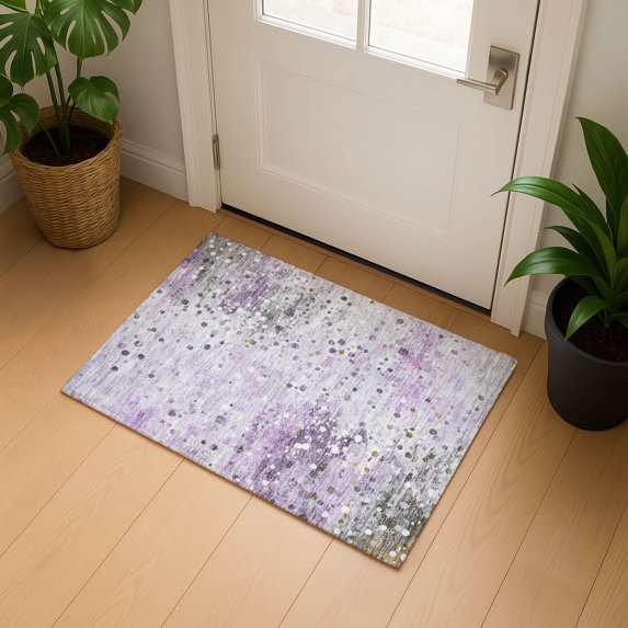 Addison Rugs Mayfield Premium Machine Washable Transitional Abstract Lavender Rectangle Rug, 1'8" x 2'6"