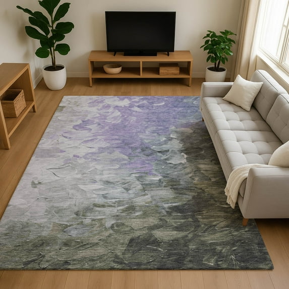 Addison Rugs Mayfield Premium Machine Washable Transitional Abstract Lavender Rectangle Rug, 10' X 14' Machine Washable Transitional Abstract Lavender Oversized Sherpa Throw Blanket